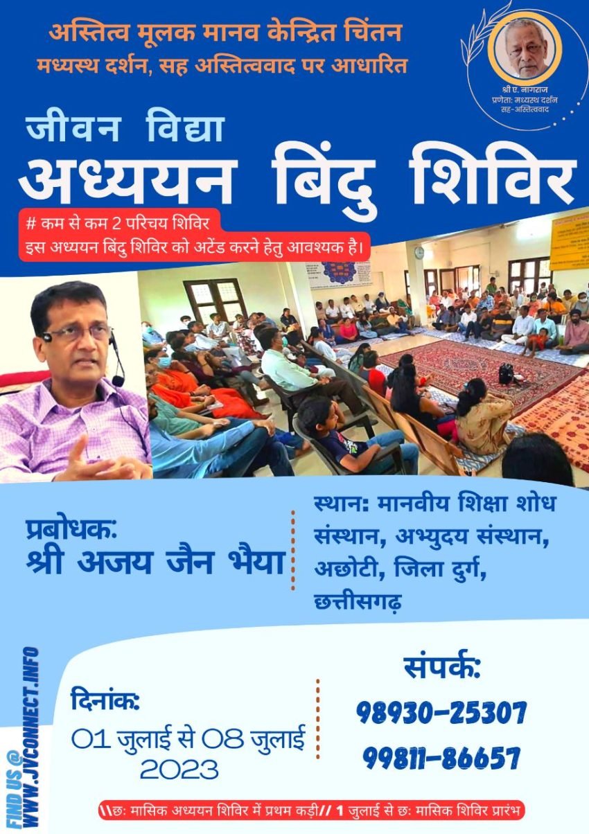 जीवन विद्या अध्ययन बिंदु शिविर अभ्युदय संस्थान अछोटी