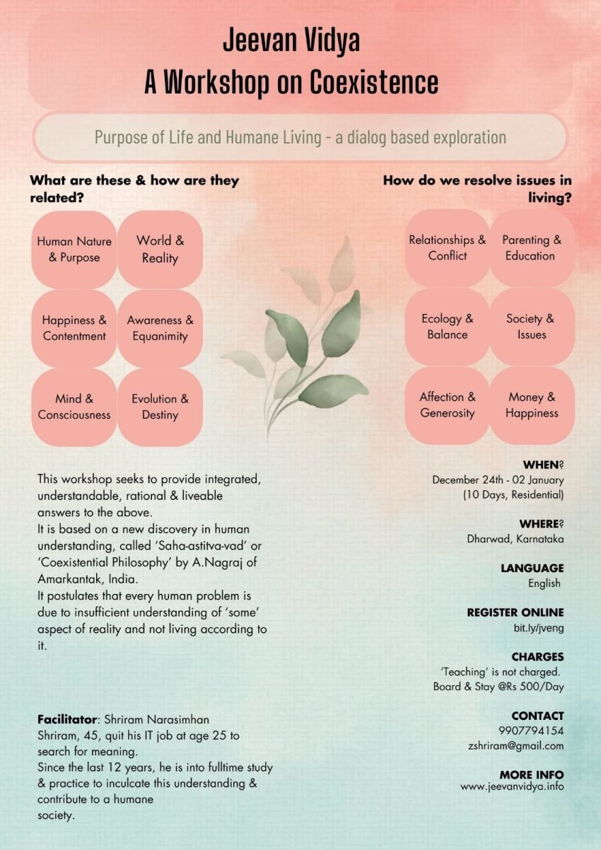Jeevan Vidya: A dialogue based exploration of Coexistence: